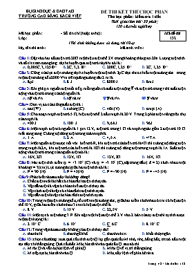 Đề kiểm tra một tiết Vật lí lớp 11 - Mã đề 134 - Năm học 2016-2017